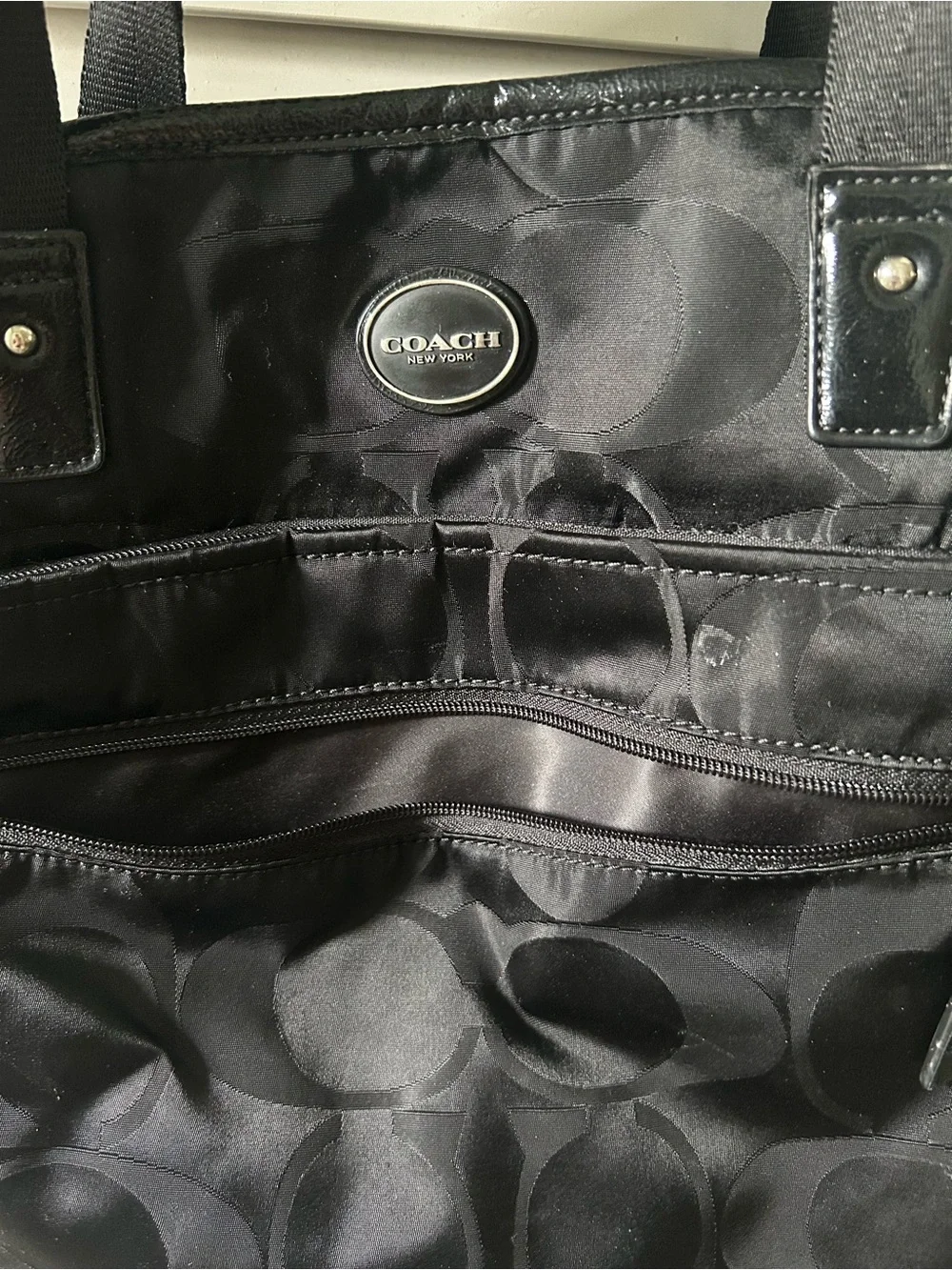 Coach Black Signature Nylon Laptop Tote